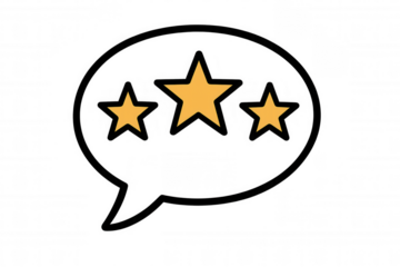 Customer feedback concept showing three stars inside a speech bubble for product or service review