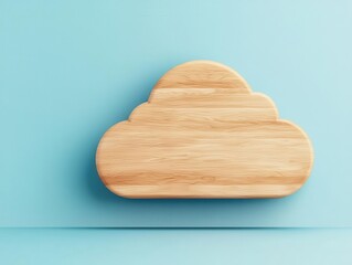 Floating 3D woodtextured infographic showing cloud computing layers