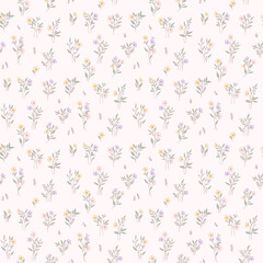 Flower pattern. Ditsy floral seamless pattern. Small little flower background. Repeat pattern. Ditsy print. Botanic surface design. Ditsy floral flower pattern for fashion, fabric, wrapping, decor