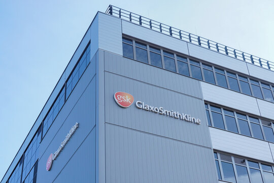 Dresden, Germany - October 25 2020: The GlaxoSmithKline plc laboratories in Dresden. GSK is a British pharmaceutical company producing vaccines in their location in Dresden.