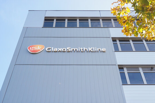 Dresden, Germany - October 25 2020: The GlaxoSmithKline plc laboratories in Dresden. GSK is a British pharmaceutical company producing vaccines in their location in Dresden.