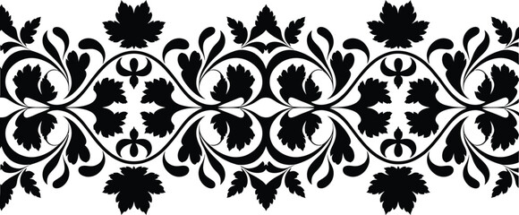 Floral ornamental seamless border vector pattern design