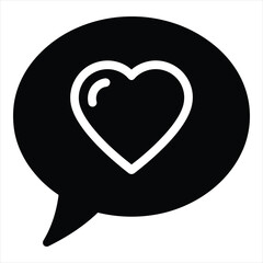 Heart inside speech bubble symbol for love messages communication and social media likes
