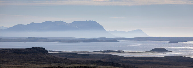 mountains on the Atlantic coast on a hazy day, Snaefellsnes Peninsula, Iceland
