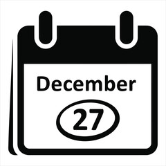 Icon of a calendar showing december 27th a clear simple graphic representation