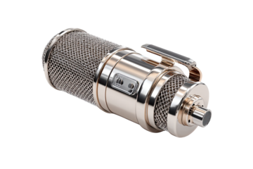Metallic microphone, close-up