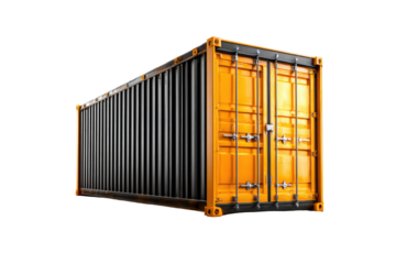 Black and orange shipping container
