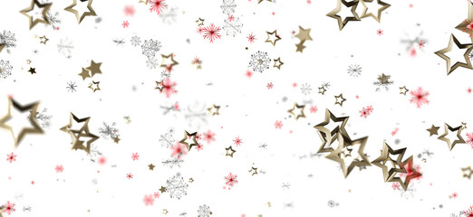 Abstract festive background with gold stars, red and silver snowflakes, perfect for holiday projects, Christmas designs, and winter themes.