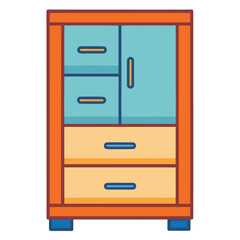Minimal Flat Vector Wardrobe with Drawers