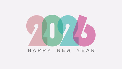 Happy new year 2026 minimal and colorful vector illustration