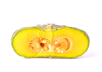 Half of pumpkin isolated on white background.