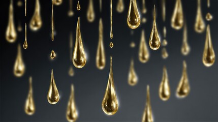 Golden droplets descending against a dark background decorative visual