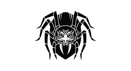 Black and white spider illustration with fangs arachnid
