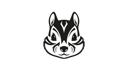 Black and white squirrel head illustration on white background Keywords: squirrel, animal