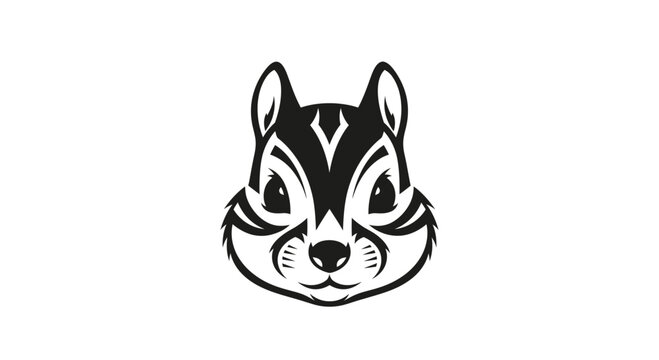 Black and white squirrel head illustration on white background Keywords: squirrel, animal