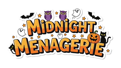 Midnight Menagerie: Festive Halloween decorations display a collection of Halloween characters and design, featuring pumpkins, ghosts, bats, owls.