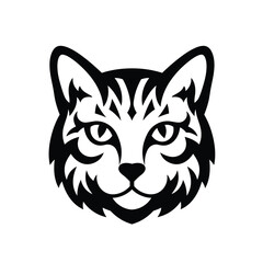 Black and white stylized cat face illustration feline