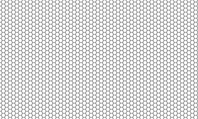 Honeycomb pattern with hexagon mesh texture bee comb grid. Line grid of hexagons black and white seamless pattern.