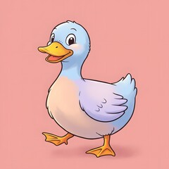 Cute cartoon duck character illustration in cheerful pose