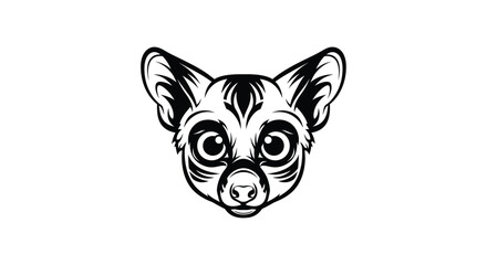 Black and white stylized lemur head logo animal face