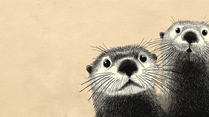 close up of a sea otter illustration