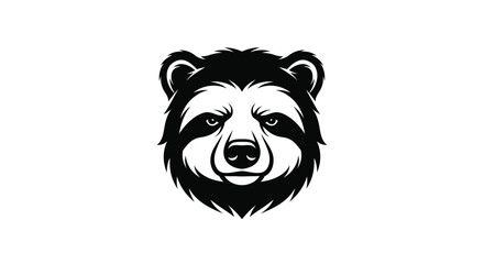 Black and white stylized panda bear head logo animal