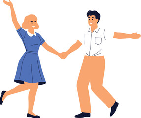 Fototapeta premium Dancing couple illustration happy people vector image design art