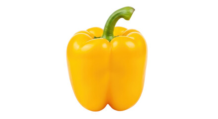 Isolated yellow bell pepper, whole, with stem, nutritious and delicious fresh vegetable