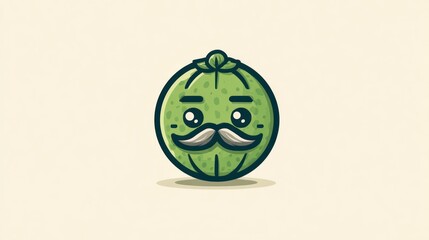 Cartoon watermelon character with mustache illustration for branding and design