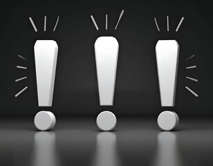 Three exclamation points on a dark background
