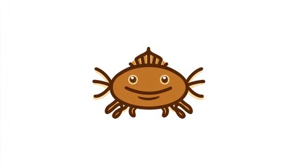 Fototapeta premium Cartoon illustration of a smiling crab with a simple design on white