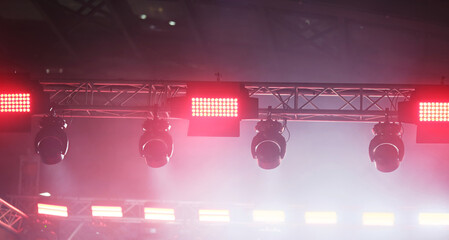 Colorful Stage Lights And Mist On Concert Show