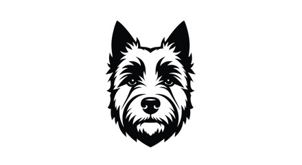 Black and white terrier dog head logo design animal