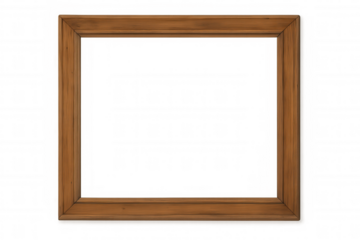 Empty wooden picture frame for art, memories, photos, or text, with a rich brown wood grain texture