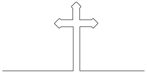 One continuous line drawing of the cross of Christ vector illustration