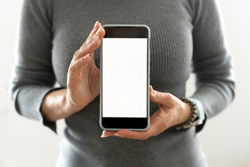 Girl Showing White Smartphone Screen
