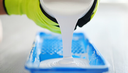 White Paint Pouting In A Tray