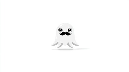 Obraz premium Cartoon octopus character with mustache floating on white background