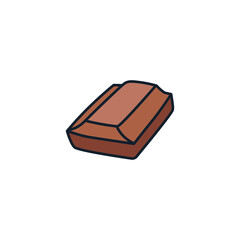 Single Brown Chocolate Bar Pixel Art Illustration Isolated on White Background