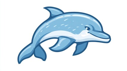 Obraz premium Cartoon illustration of a smiling dolphin isolated on white background