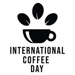 Celebrate international coffee day with this iconic coffee cup and bean graphic isolated on white background
