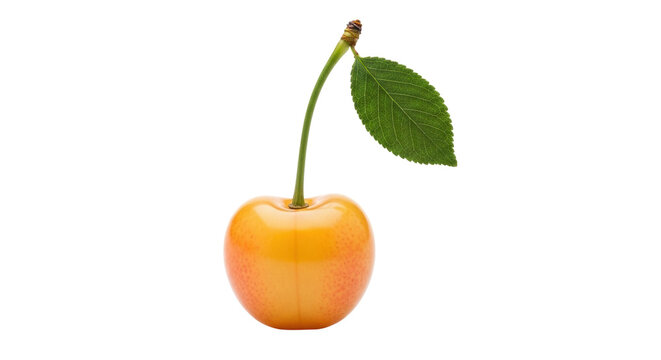 Isolated rainier cherry with leaf, sweet and juicy fruit, healthy snack, fresh vegetarian food