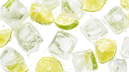 Close up of rock candy crystals in yellow and white isolated on transparent background