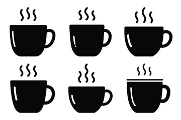 hot cocoa silhouette christmas vector icon set