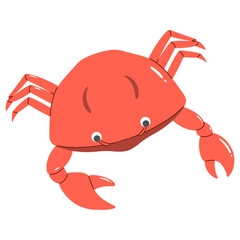 Red giant crab with two claws in beach and sea in tropical place