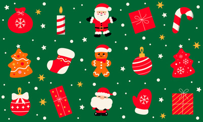 Set of Christmas icons. Vector illustration.