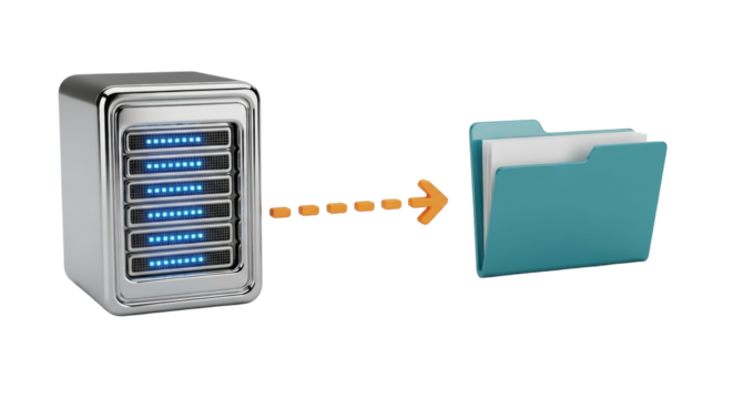 Isolated network server machine transferring files to a blue folder for storage of data - Powered by Adobe
