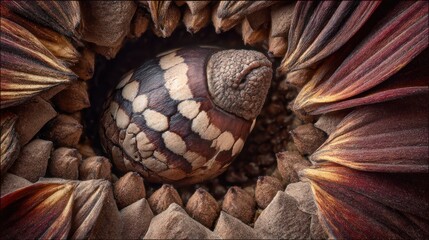 Abstract floral art organic shape with textured petals and creative design