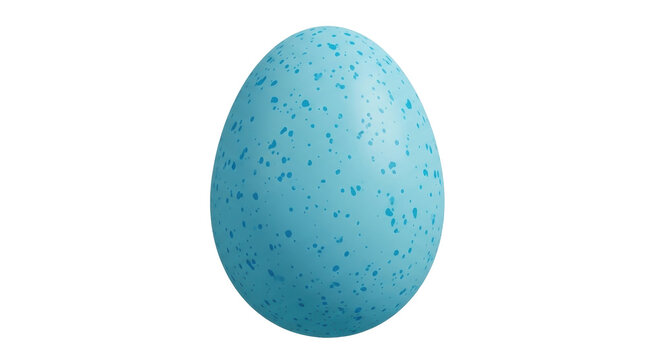 Isolated blue robin egg with spots, easter egg, spring, symbol of birth, new life and growth