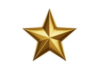 Golden star isolated on transparent background shiny metallic star award, success, achievement, and celebration concept festive decoration
